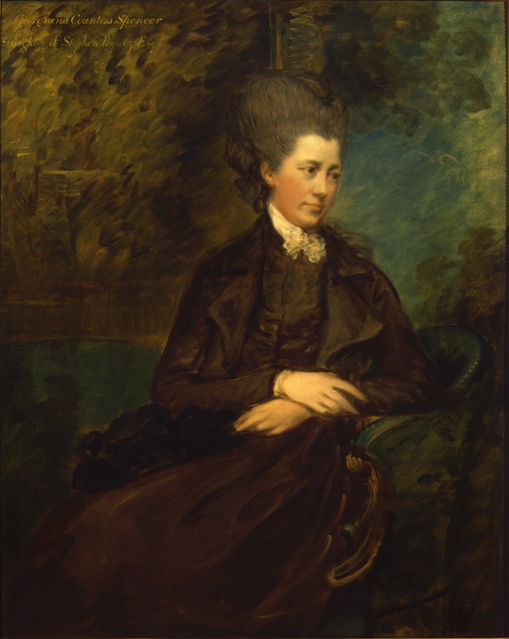 Portrait of Georgiana Poyntz, Countess Spencer, c.1780-81 (oil on canvas) بواسطة توماس غينزبورو