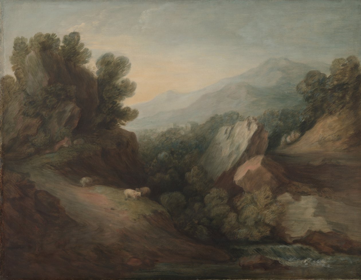 المناظر الطبيعية الصخرية المشجرة مع Dell و Weir ، c.1782-83 بواسطة توماس غينزبورو