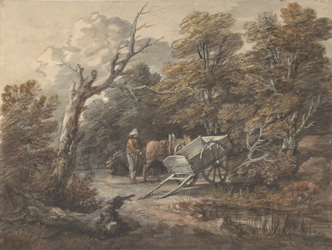 مشهد من الغابة مع فلاح وحصان وعربة ، كاليفورنيا. 1760. بواسطة توماس غينزبورو