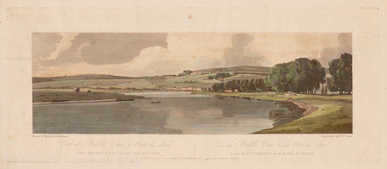 مجموعة مختارة من عشرين من أكثر المناظر الخلابة في باريس: منظر Belle Vue & Pont de Sêve مأخوذ من الشرفة بالقرب من Pont de St. بواسطة توماس غيرتين