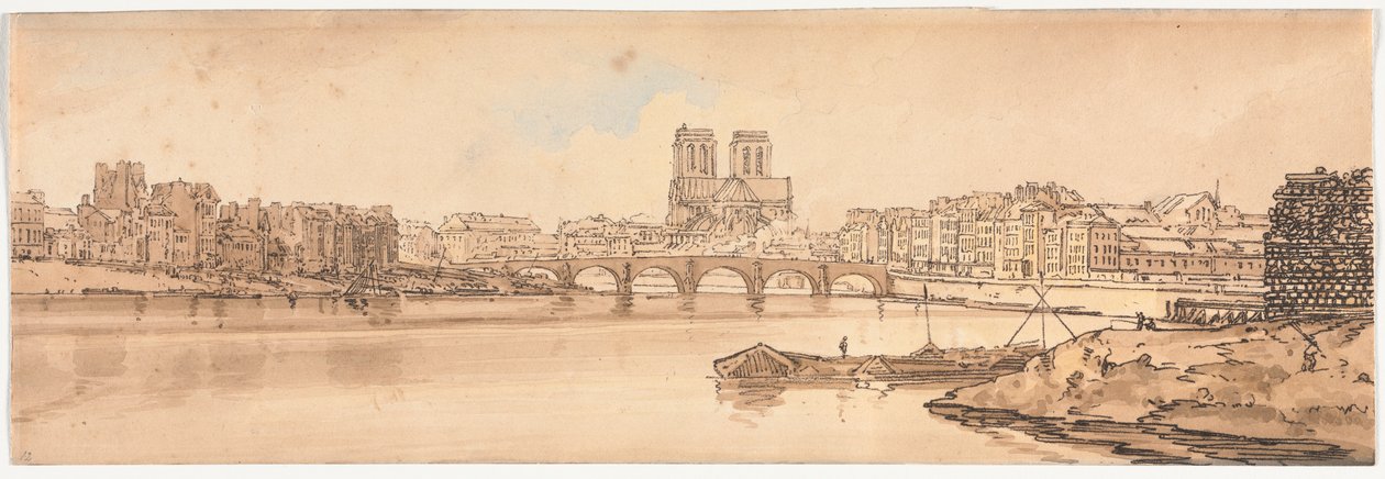 مجموعة مختارة من عشرين من أكثر المناظر الخلابة في باريس: منظر لجسر Pont de la Tournelle و Notre Dame مأخوذ من Arsenal بواسطة توماس غيرتين