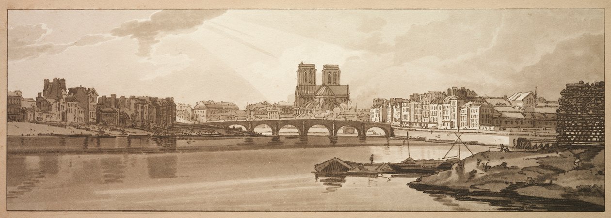 مجموعة مختارة من عشرين من أكثر المناظر الخلابة في باريس: منظر من Pont de la Tournelle ... ، 1802. بواسطة توماس غيرتين