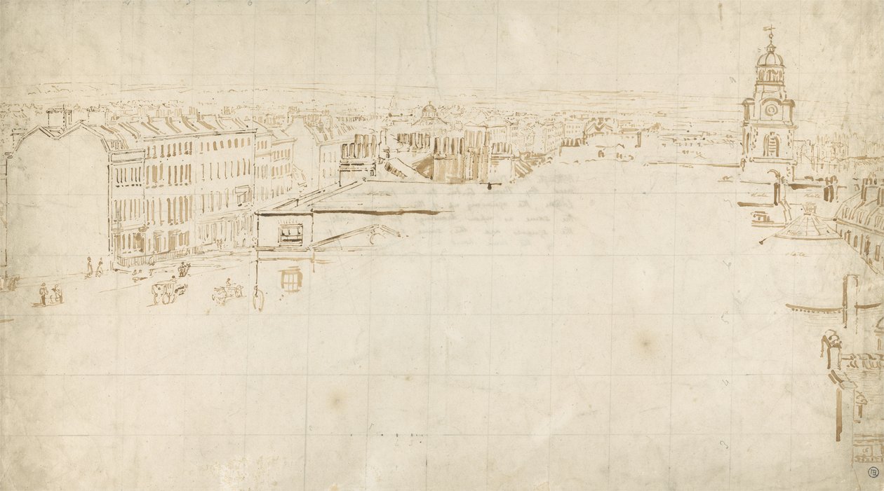 رسم تخطيطي لـ Eidometropolis ، حوالي 1801 (حبر على ورق) بواسطة توماس غيرتين