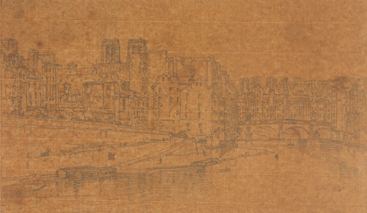 منظر لبونت سانت ميشيل مأخوذ من Pont Neuf ، 1803 (دراسة للوحة 4 من Views in Paris) بواسطة توماس غيرتين