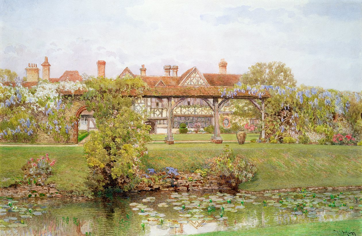 Great Tangley Manor ، Surrey ، مع Lily Pond والمشي المغطى بواسطة توماس إتش هون