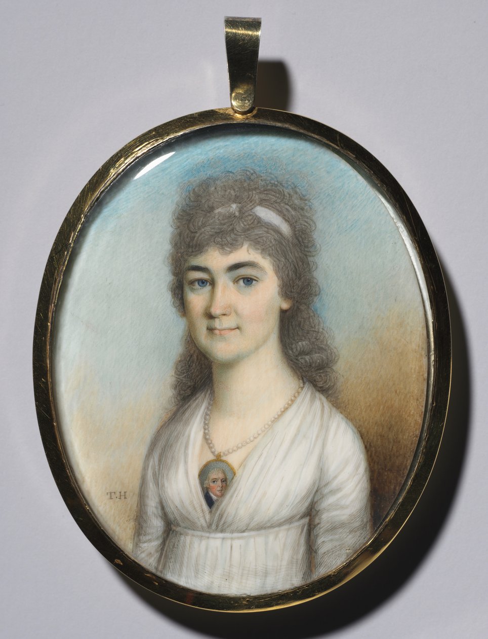 صورة لامرأة ترتدي صورة مصغرة ، ج. 1780. بواسطة توماس هازلهيرست
