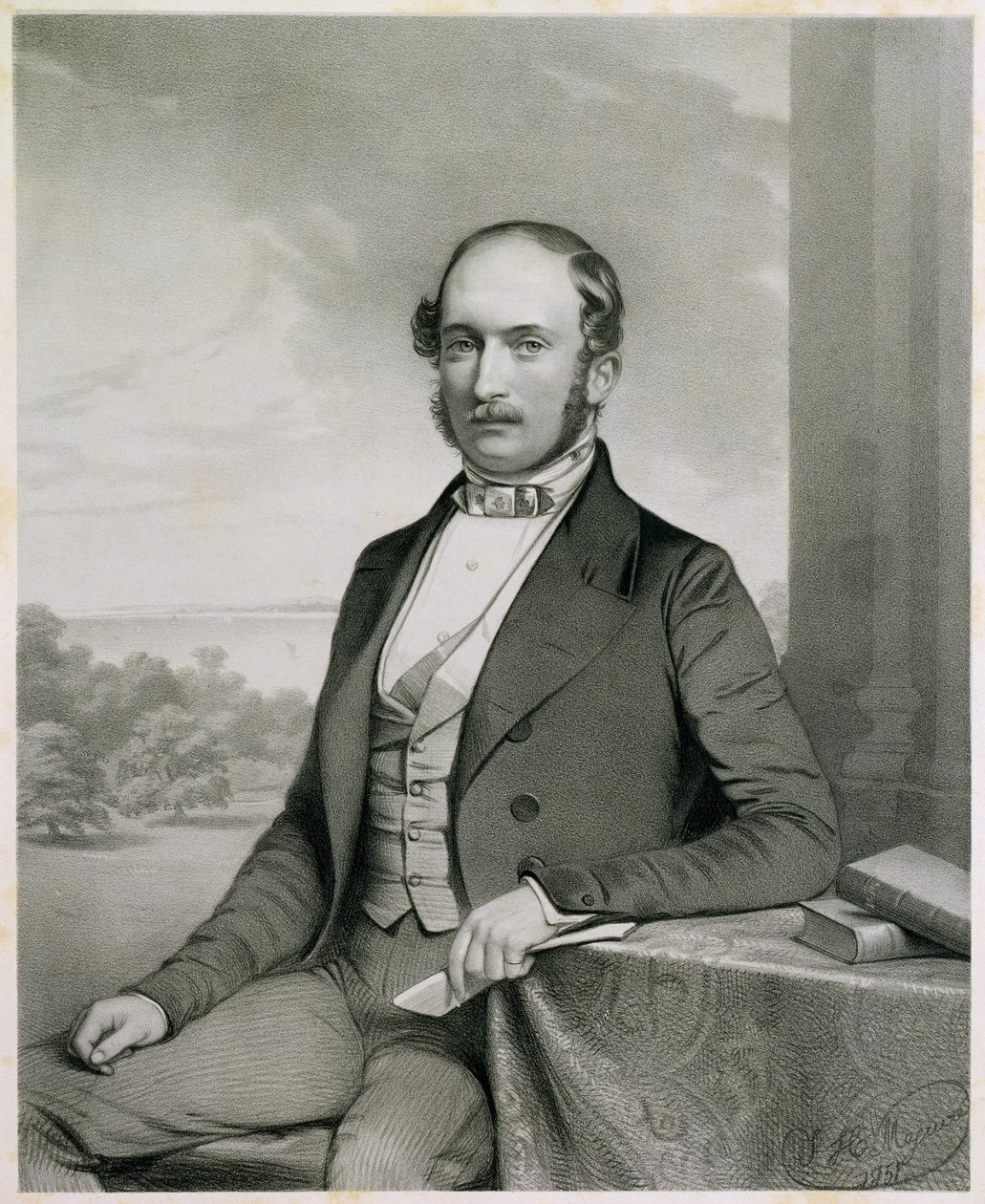 الأمير ألبرت (1819-1861) ، من "صور أعضاء الشرف في متحف إبسويتش" ، نشره جورج رانسوم ، 1851 (الطباعة الحجرية) بواسطة توماس هربرت ماجواير