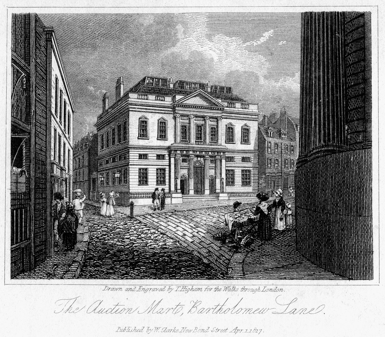 The Auction Mart ، بارثولوميو لين ، مدينة لندن ، 1817. بواسطة توماس هيغام