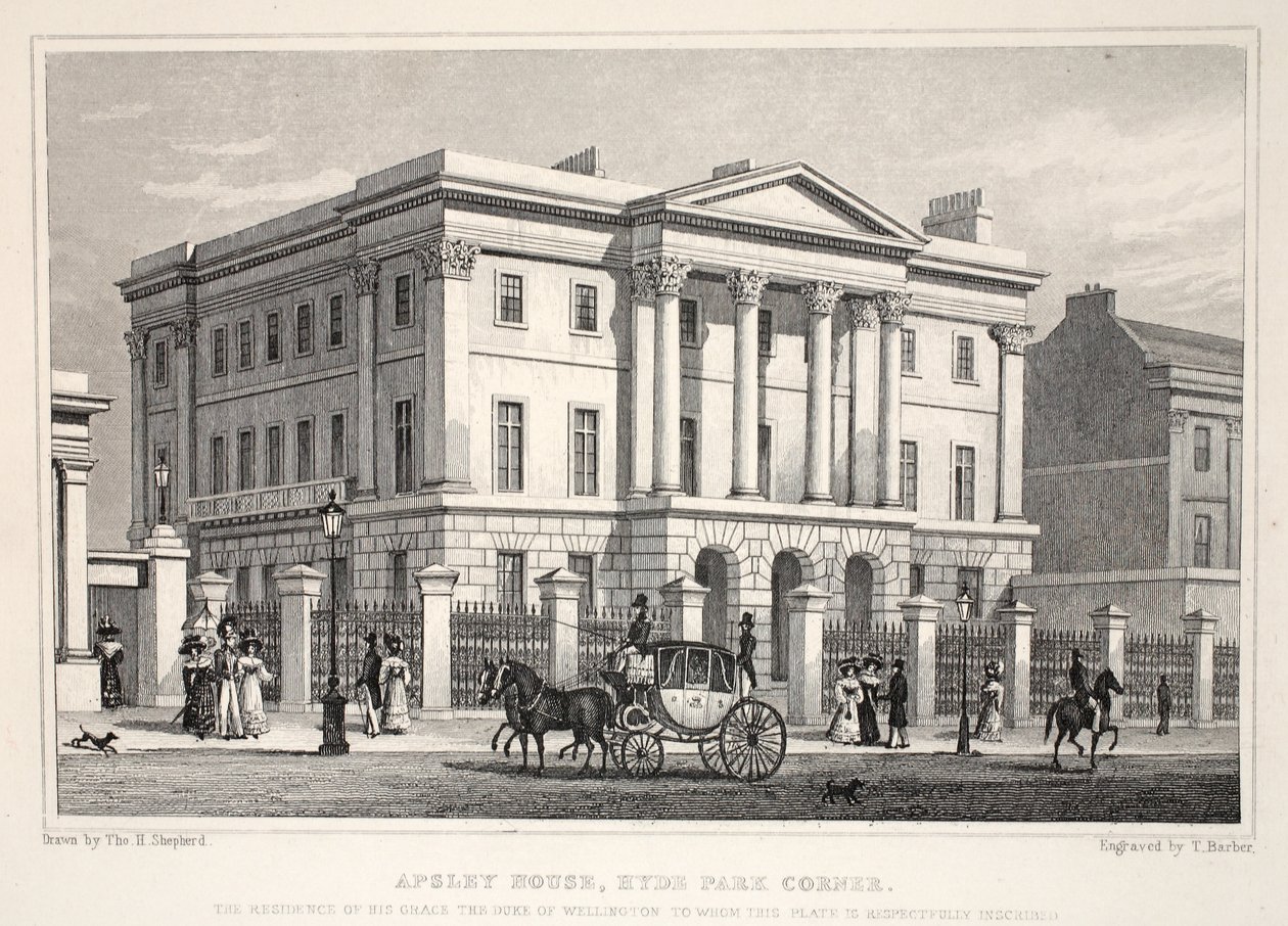 Apsley House ، هايد بارك كورنر ، من حانة "لندن وضواحيها في القرن التاسع عشر". شركة جونز أوند ، 1827-1829 بواسطة توماس هوسمر شيبرد