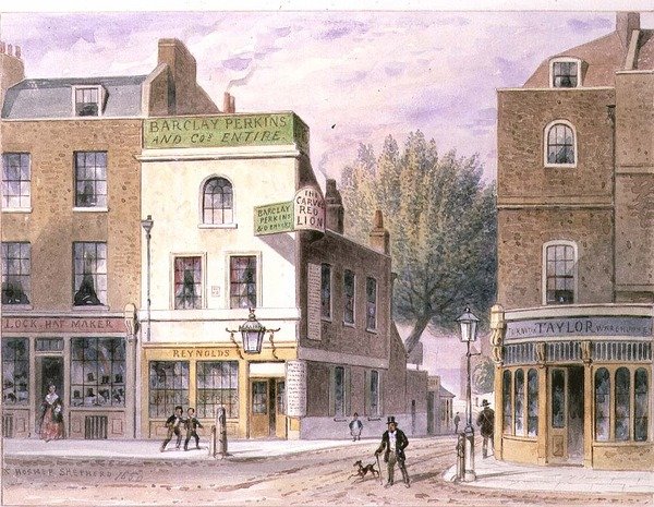 Carved Red Lion Inn ، Islington Green ، التاريخ في المنزل 1660 بواسطة توماس هوسمر شيبرد