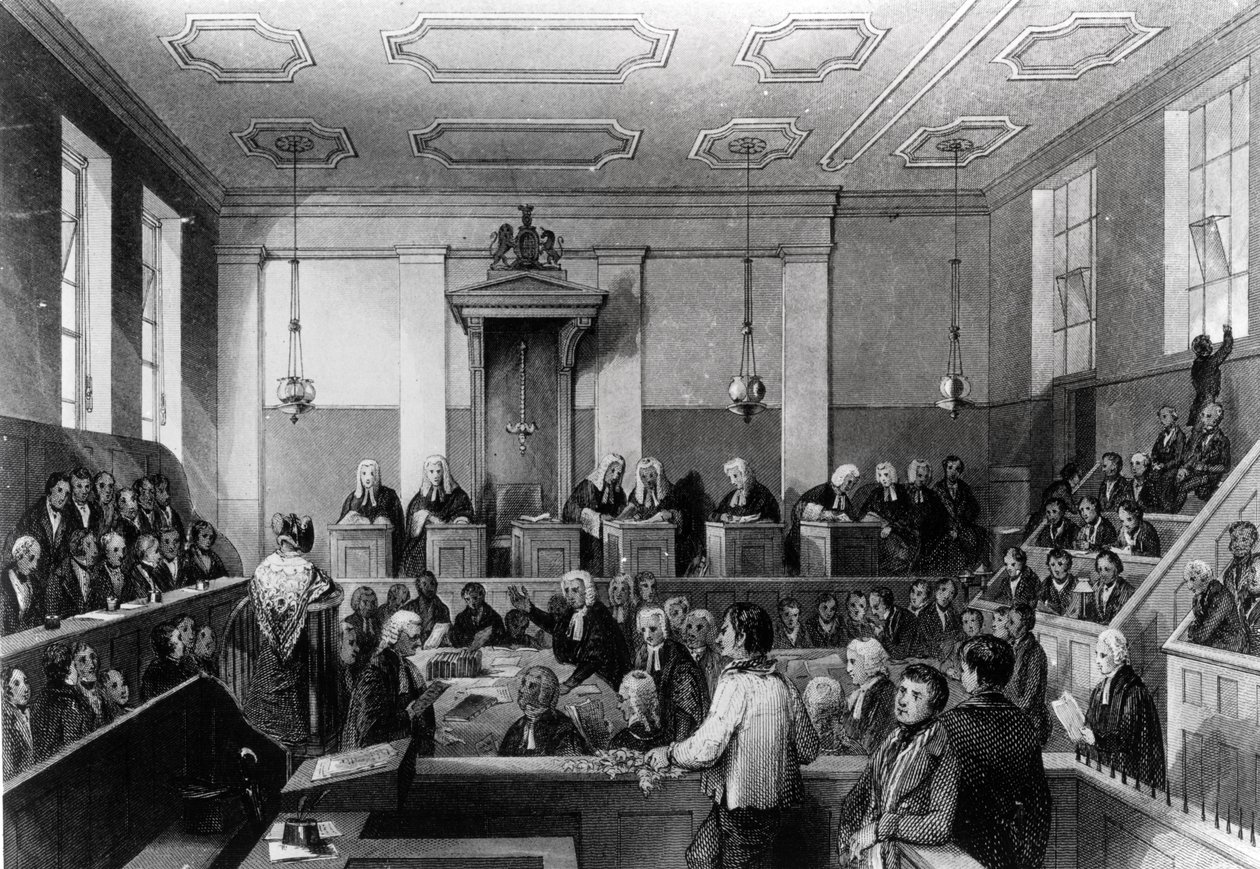 المحكمة الجنائية المركزية ، The Old Bailey ، نقشها H. Melville بواسطة توماس هوسمر شيبرد