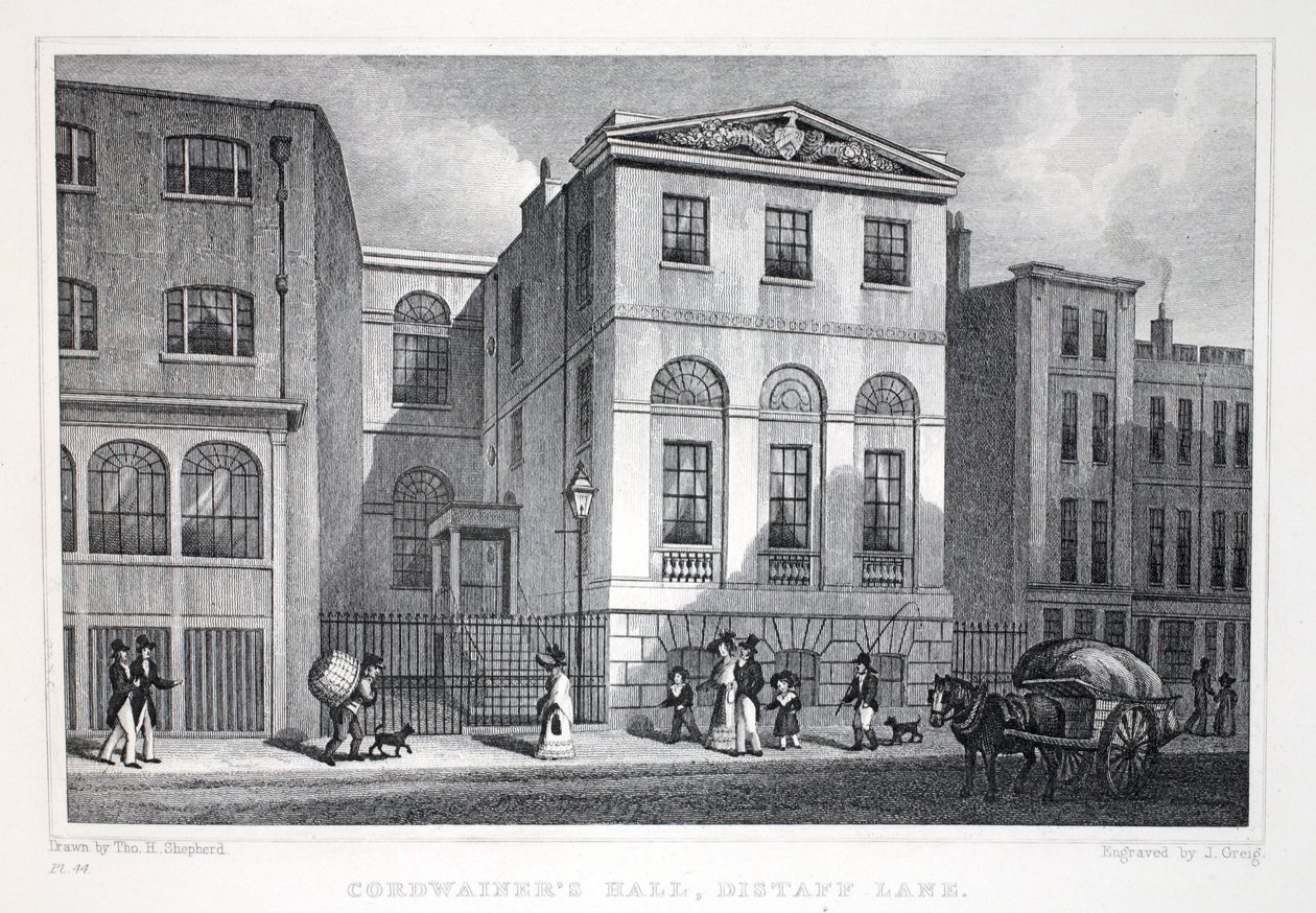 قاعة Cordwainer ، Distant Lane ، من حانة &39;London and Environs in the Nineteenth Century&39;. شركة جونز أوند ، 1827-1829 بواسطة توماس هوسمر شيبرد