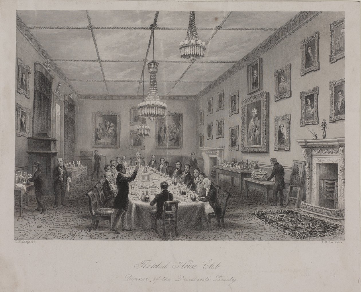 اجتماع عشاء لجمعية ديليتانتي ، تافيه هاوس تافيرن في شارع سانت جاميس ، c.1840 بواسطة توماس هوسمر شيبرد