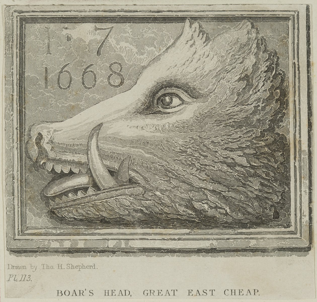 علامة نزل من حانة Boars Head في Eastcheap ، c.1850 بواسطة توماس هوسمر شيبرد