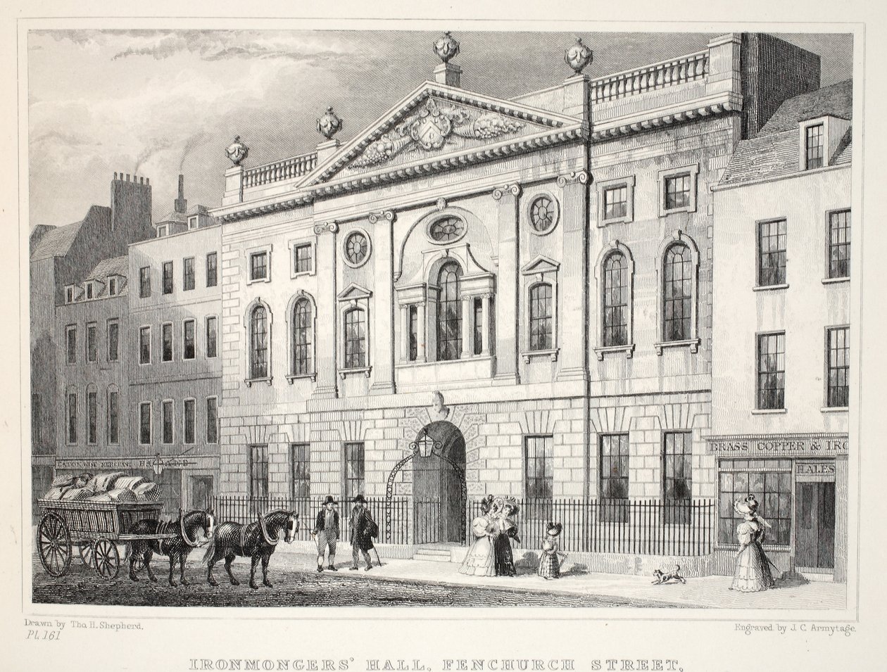 قاعة Ironmonger ، شارع Fenchurch ، من حانة "لندن وضواحيها في القرن التاسع عشر". شركة جونز أوند ، 1827-1829 بواسطة توماس هوسمر شيبرد