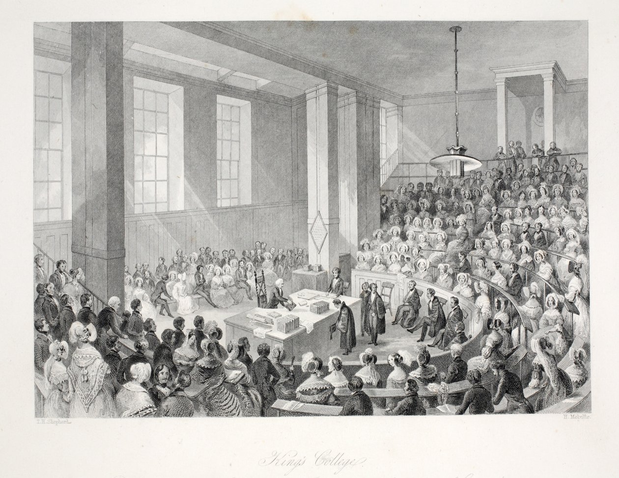 كلية كينغز ، من حانة "London Interiors with the Costumes and Ceremonies". جوزيف ميد ، لندن ، 1843 (نقش الفولاذ) بواسطة توماس هوسمر شيبرد