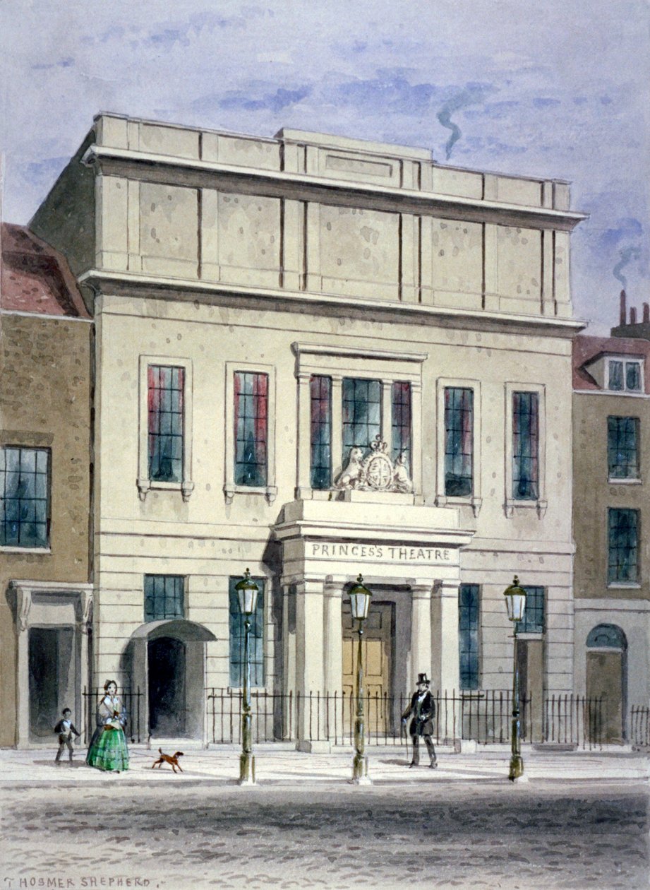 شمال أمام مسرح برينسيس في شارع إيست كاسل ، سانت ماريليبون ، لندن ، c1830 بواسطة توماس هوسمر شيبرد