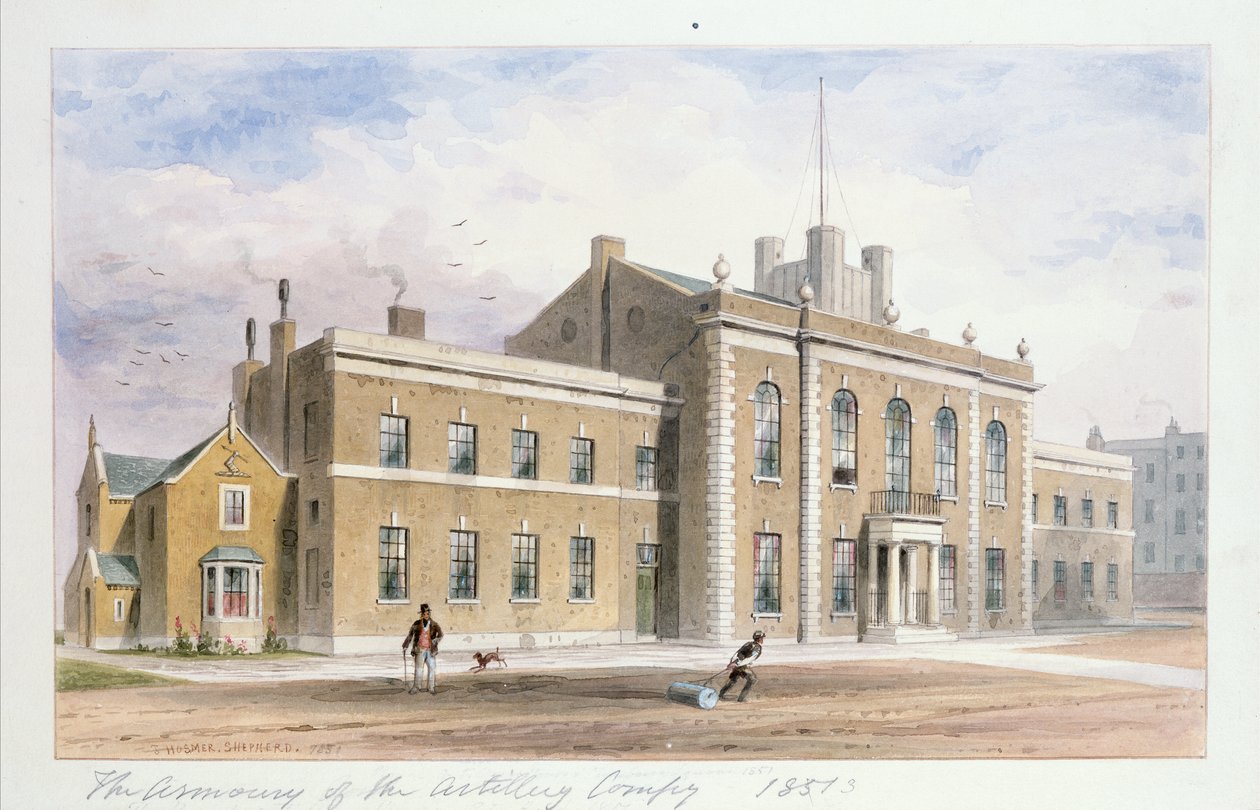 بيت المدفعية الملكي ، ساحة فينسبري ، 1851 (مرحاض على ورق) بواسطة توماس هوسمر شيبرد
