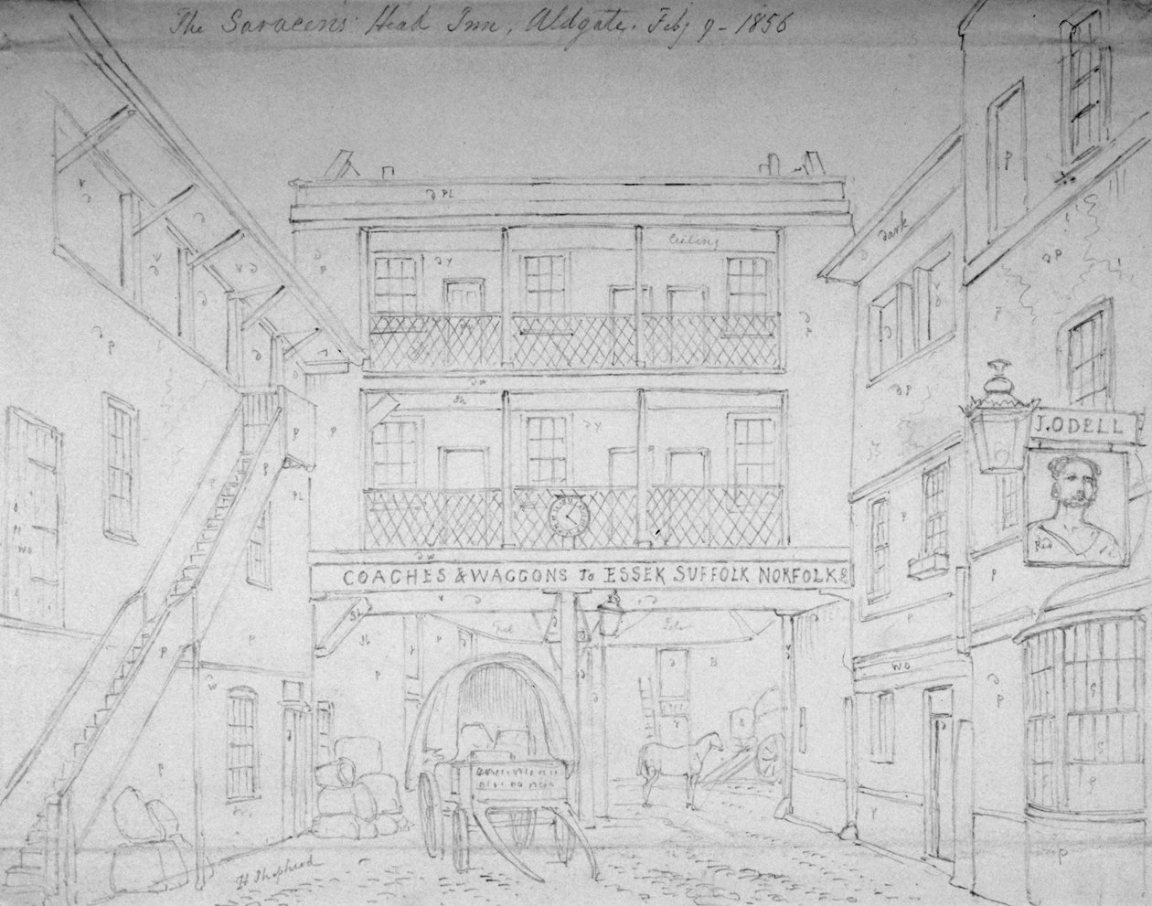 Saracen's Head Inn ، Aldgate ، لندن ، 1856 بواسطة توماس هوسمر شيبرد