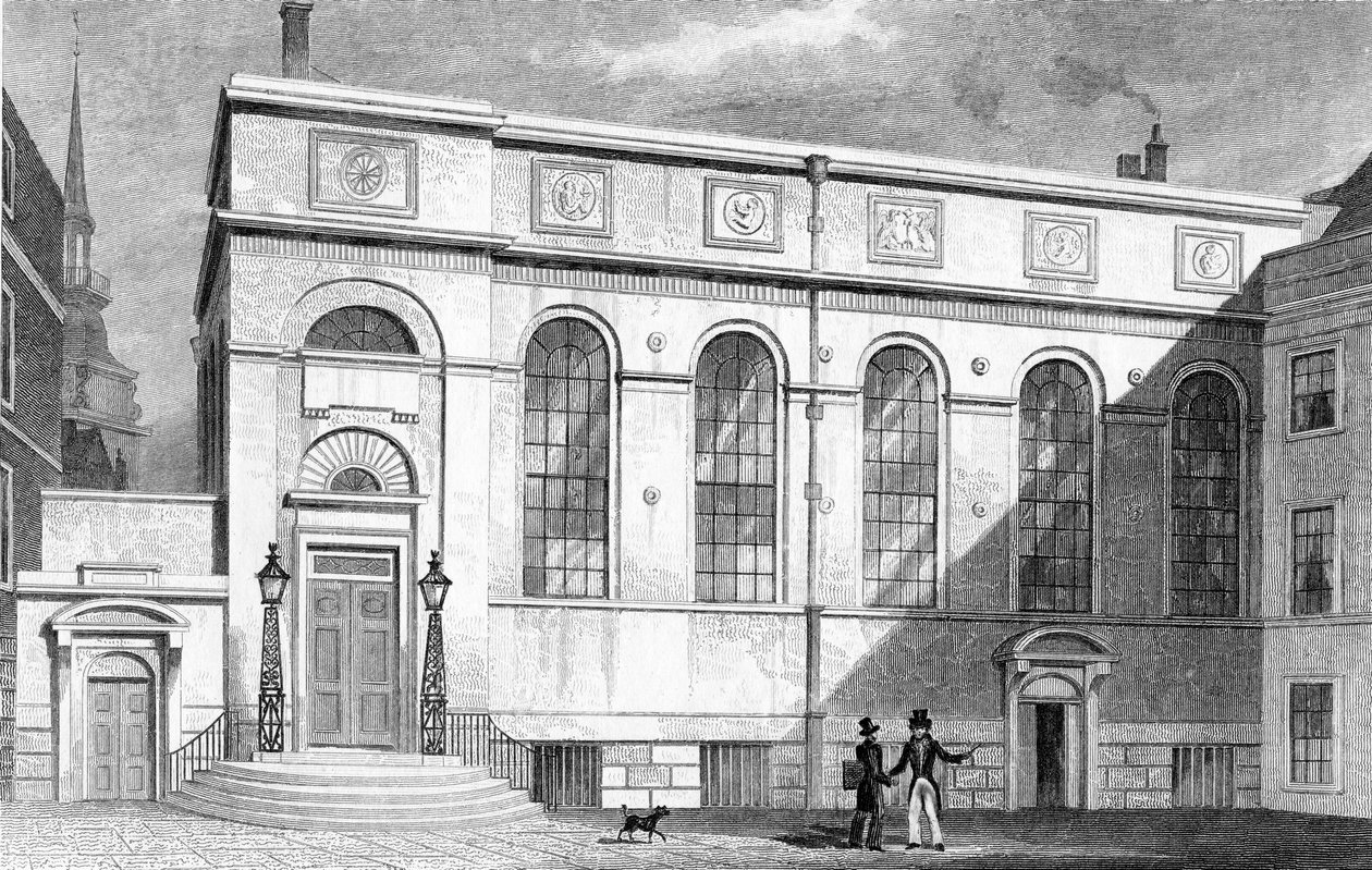 قاعة Stationers ، قاعة Hallers &39;Hall ، منقوشة بواسطة W. Watkins ، 1830 بواسطة توماس هوسمر شيبرد