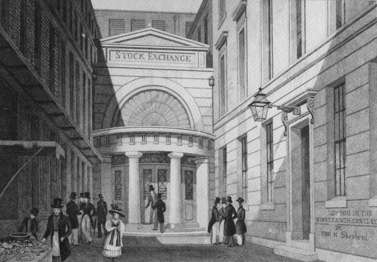 بورصة لندن ، من &39;التحسينات الحضرية ؛ أو لندن في القرن التاسع عشر "، ص 1828 بواسطة توماس هوسمر شيبرد