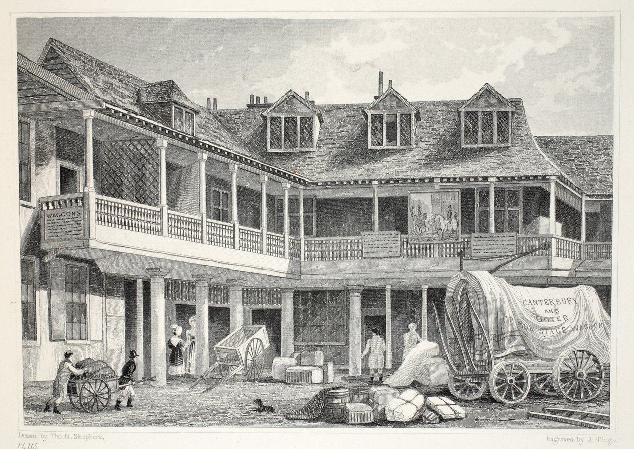 تالبوت إن ، ساوثوارك ، من حانة "لندن وضواحيها في القرن التاسع عشر". شركة جونز أوند ، 1827-1829 بواسطة توماس هوسمر شيبرد