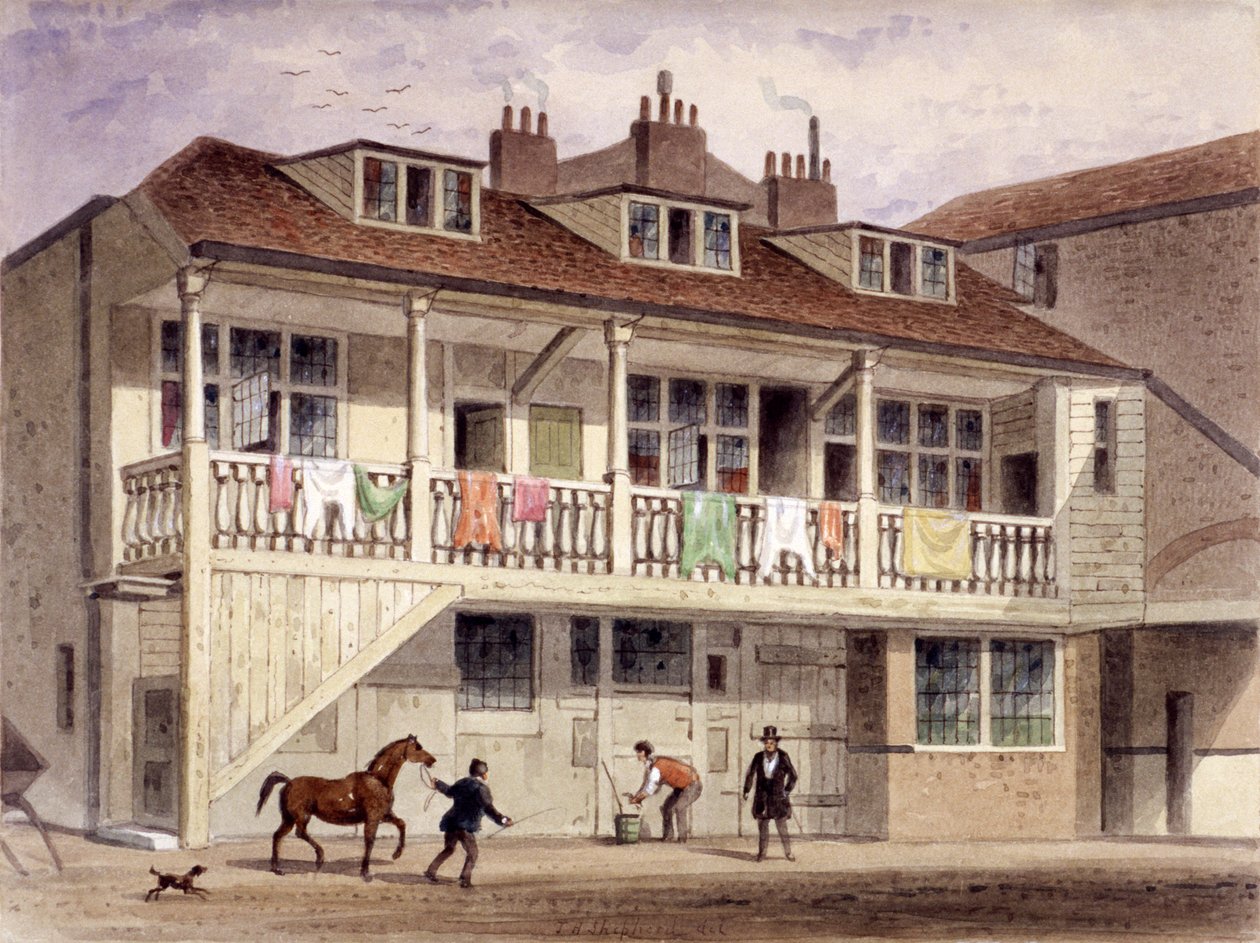 The Black Lion Inn ، شارع Whitefriars ، لندن ، c1855. بواسطة توماس هوسمر شيبرد