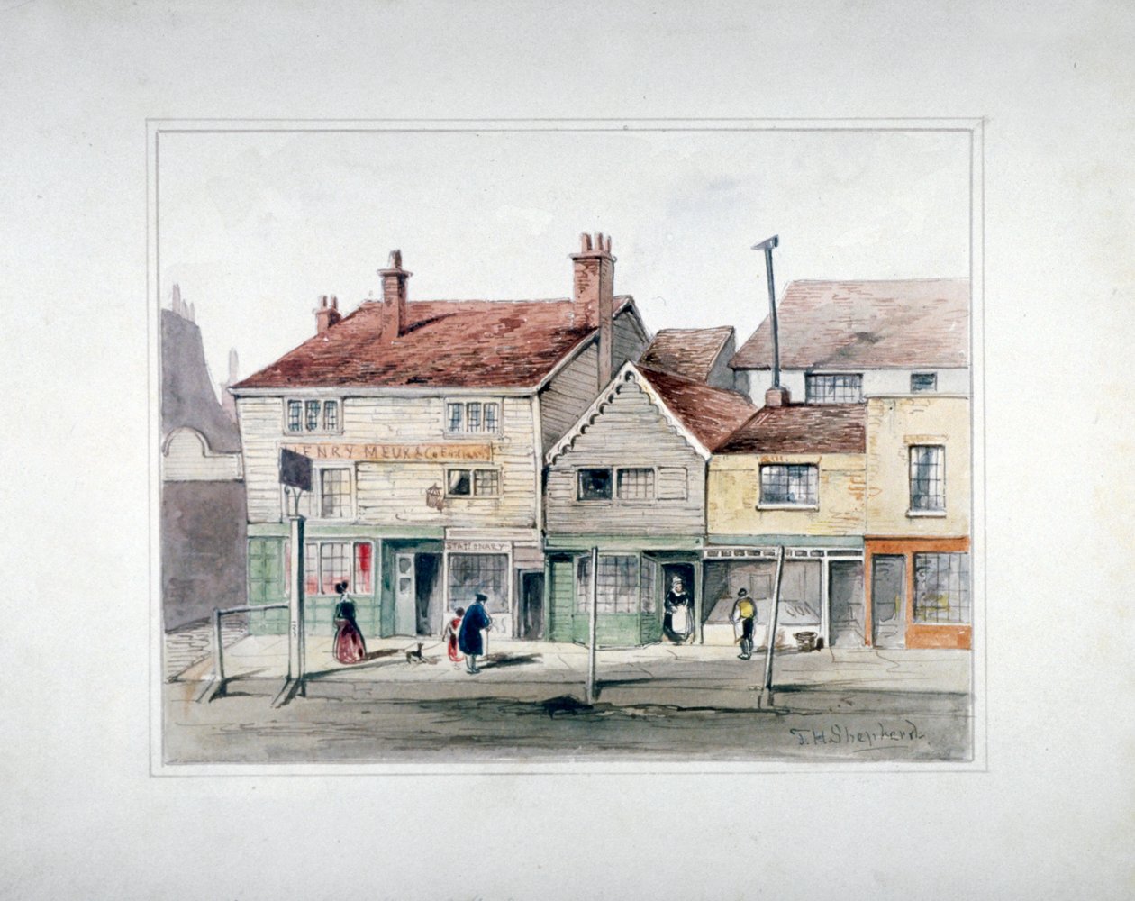 The Hare and Hounds Inn and shopfronts on Upper Street، Islington، London، c1835. بواسطة توماس هوسمر شيبرد