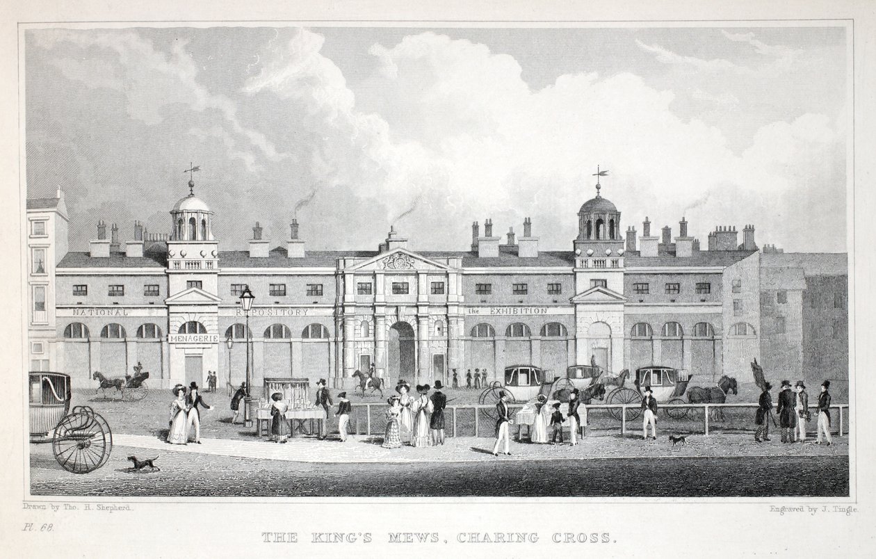 The King&39;s Mews ، Charing Cross ، من لندن وضواحيها في حانة القرن التاسع عشر. شركة جونز أوند ، 1827-1829 بواسطة توماس هوسمر شيبرد