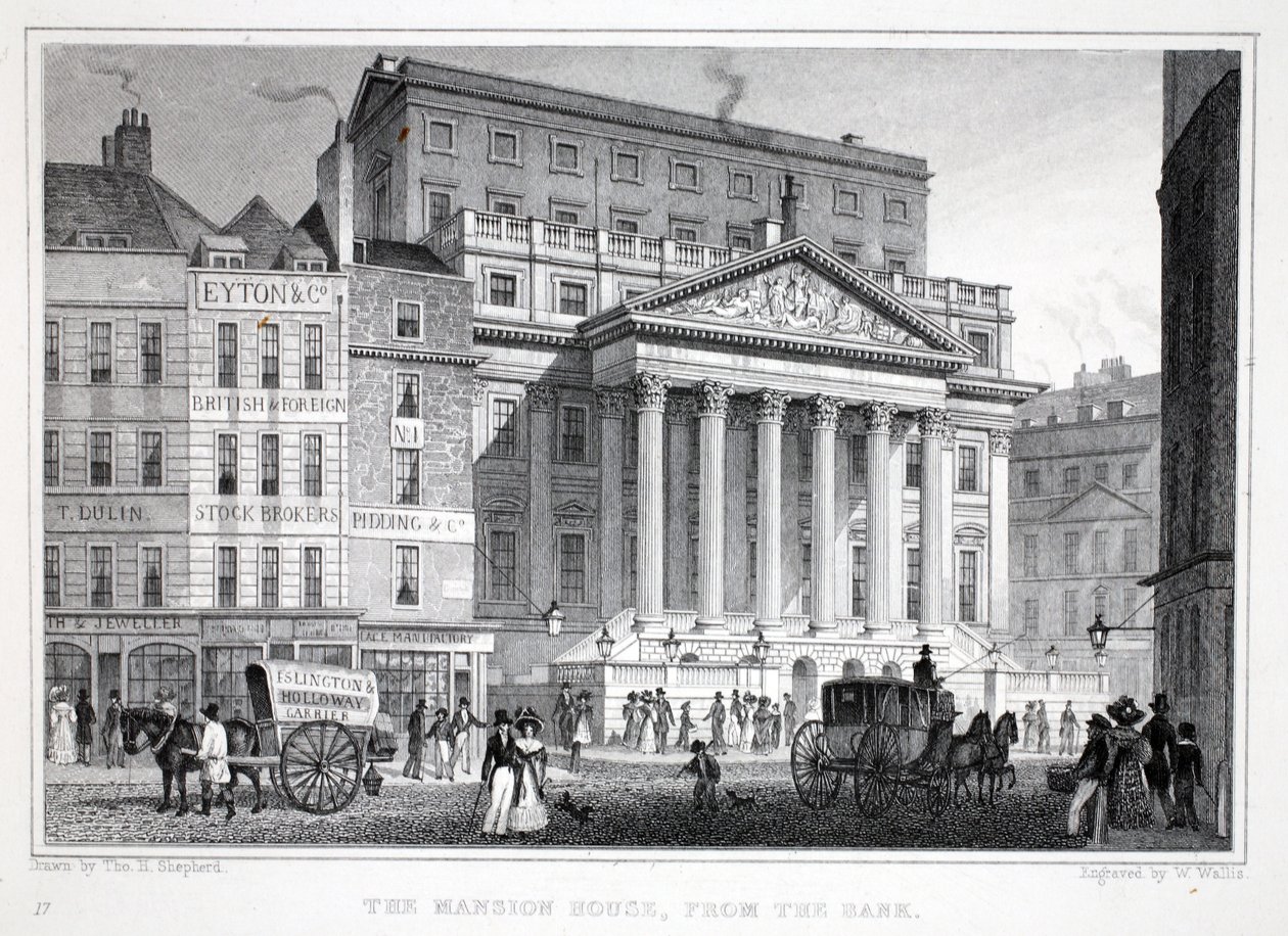 The Mansion House ، من حانة "لندن وضواحيها في حانة القرن التاسع عشر". شركة جونز أوند ، 1827-1829 بواسطة توماس هوسمر شيبرد