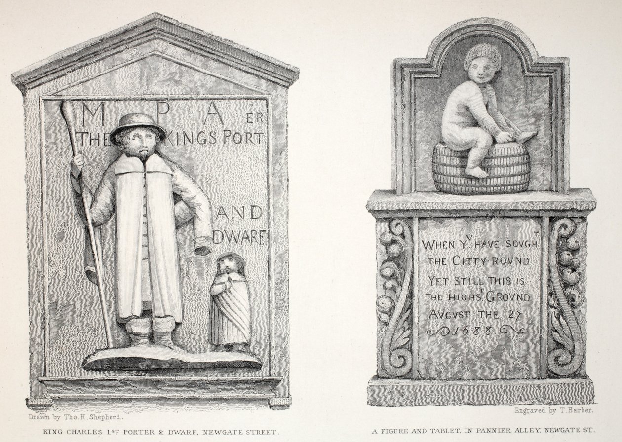 الكمبيوتر اللوحي في Pannier Alley - King Charles &39;Porter and Dwarf ، من "London and Environs in the Nineteenth Century Pub". شركة جونز أوند ، 1827-1829 بواسطة توماس هوسمر شيبرد
