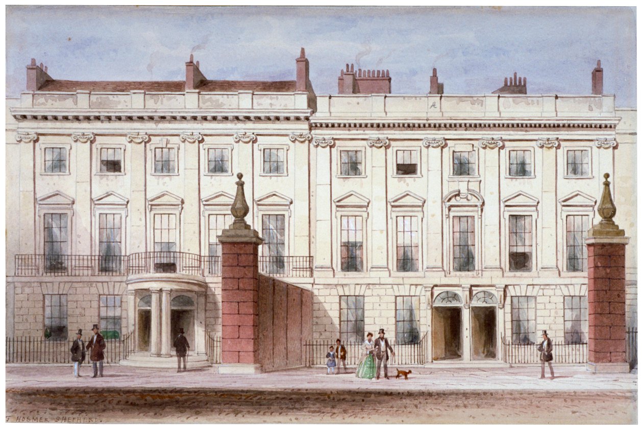 منظر في لنكولن إن فيلدز يظهر ليندسي هاوس ، هولبورن ، لندن ، c1835 بواسطة توماس هوسمر شيبرد