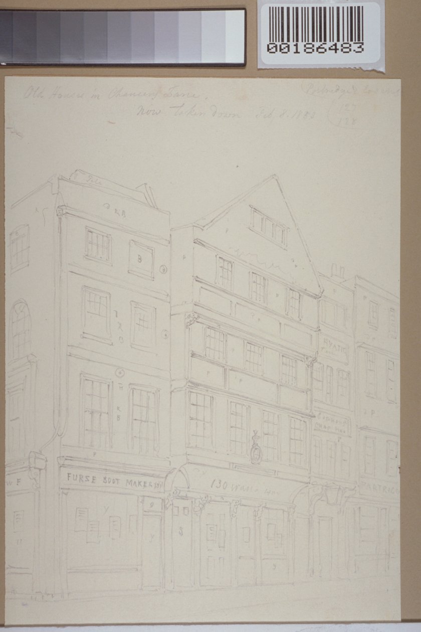منظر للمنازل القديمة في Chancery Lane ، 1853 بواسطة توماس هوسمر شيبرد