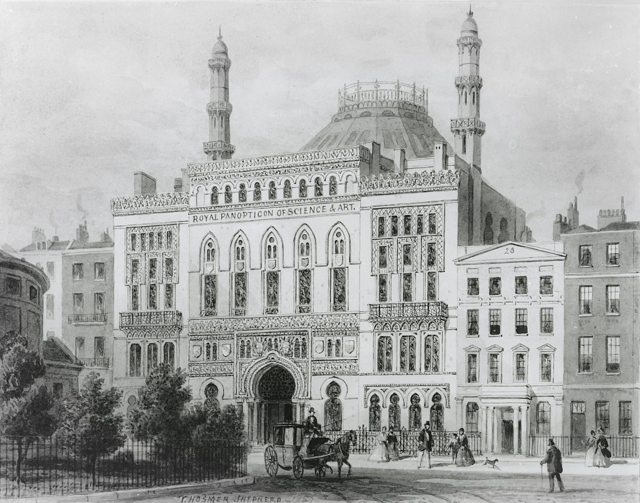 منظر للبانوبتيكون الملكي للعلوم والفنون ، 1825 (الطباعة الحجرية) بواسطة توماس هوسمر شيبرد