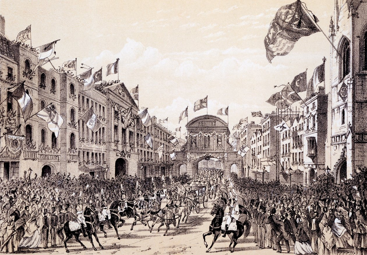 زيارة نابليون الثالث والإمبراطورة أوجيني إلى المدينة ، 19 أبريل 1855 بواسطة توماس هوسمر شيبرد