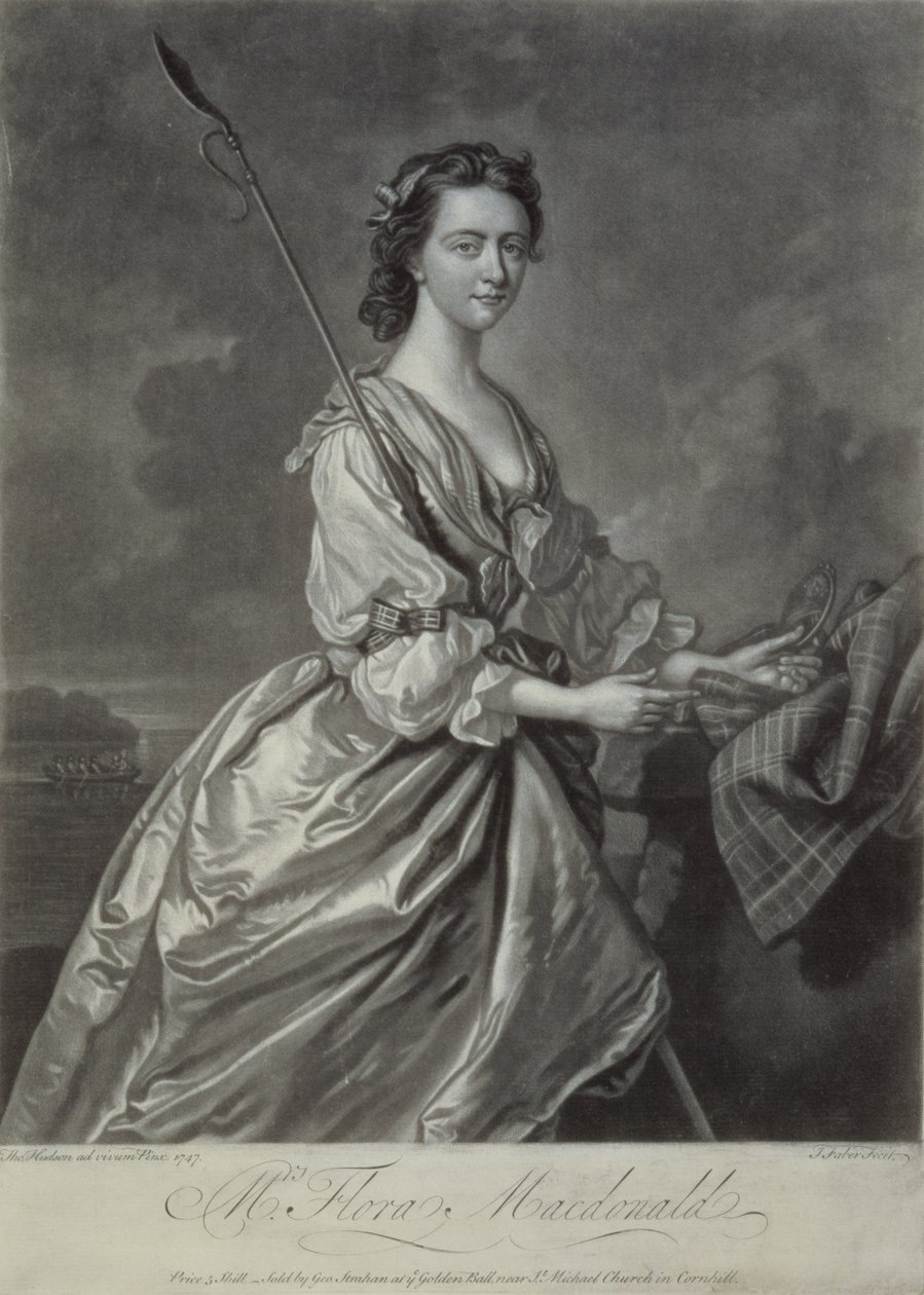 فلورا ماكدونالد (1722-1790) ، نقشها جيه فابر ، 1747 (نقش mezzotint) بواسطة توماس هدسون