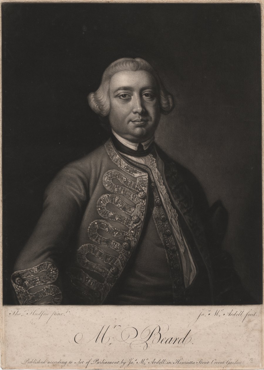 السيد بيرد ، نقش جيمس مكارديل (c.1729-65) ، 1764 (mezzotint) بواسطة توماس هدسون