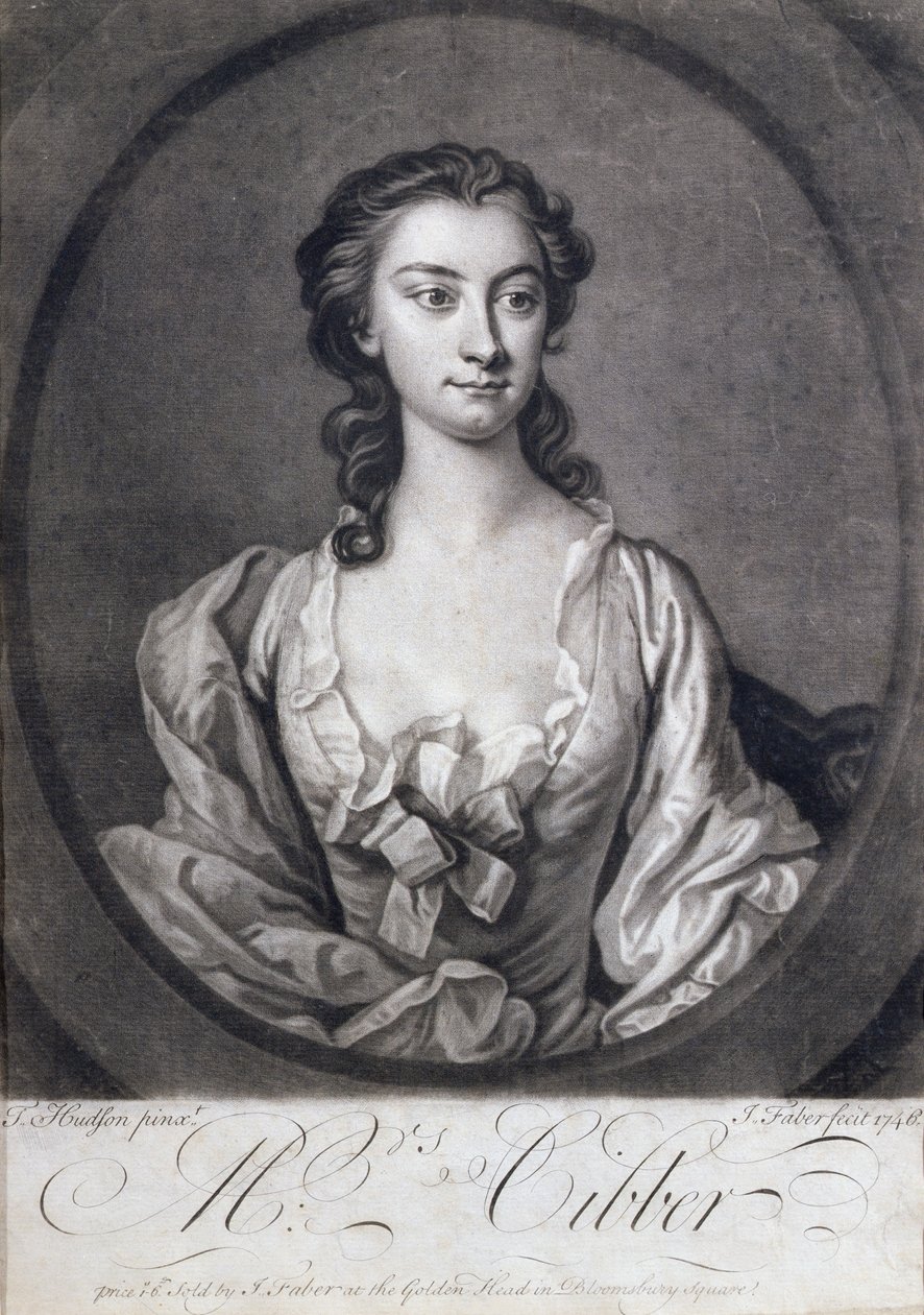 صورة للسيدة سيبر (1714-66) ، ممثلة ومغنية ، نقشها جون فابر (1684-1756) ، 1746 بواسطة توماس هدسون