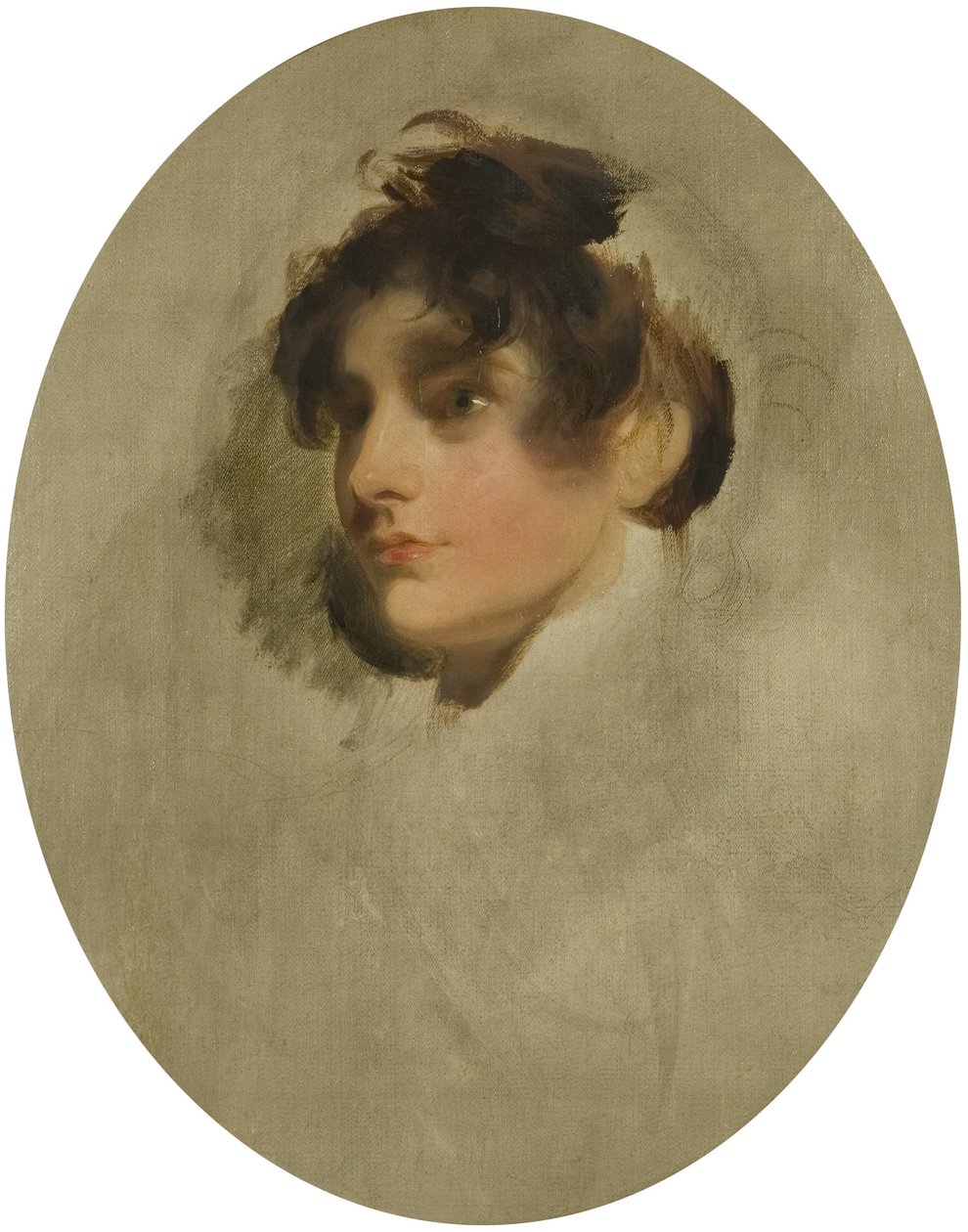 Head of a Young Woman, c.1800-05 (oil on canvas) بواسطة توماس لورانس