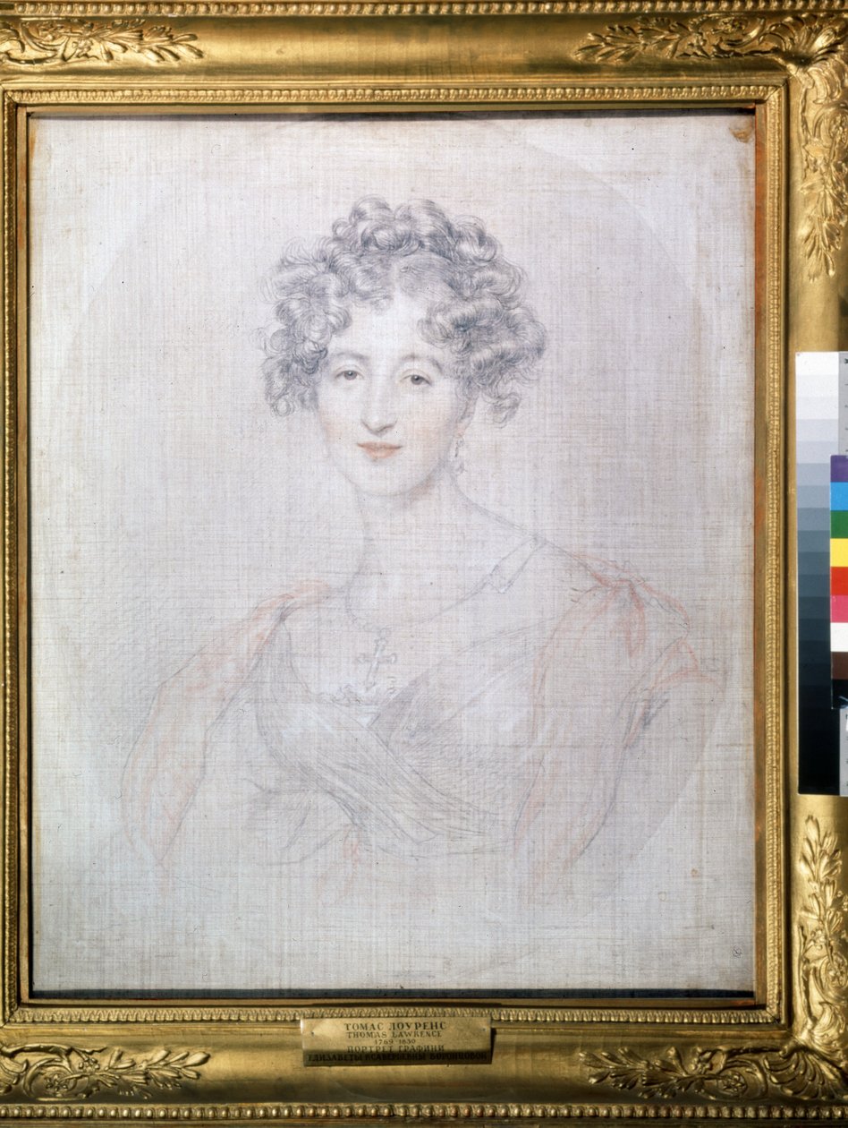 "" صورة للكونتيسة إليزابيث (إليزافيتا) فورونتسوفا (1792-1856) "" رسم بالقلم لتوماس لورانس (1769-1830) 1821 متحف بوشكين ، موسكو بواسطة توماس لورانس