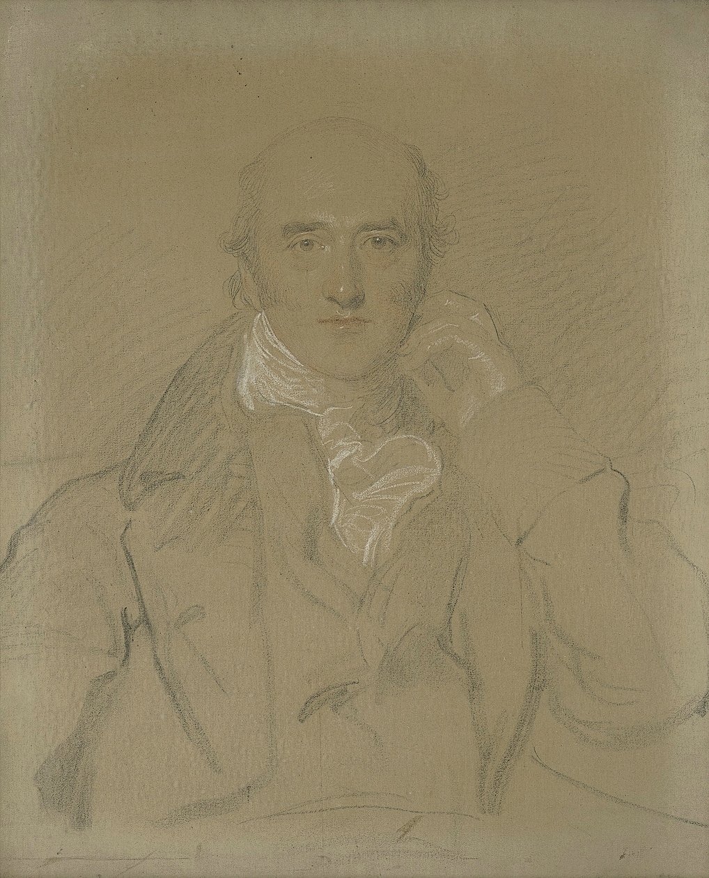 صورة لجورج كانينج ، النائب (1770-1827) ، نصف الطول ، جالسًا (قلم رصاص ، أسود ، طباشير أبيض وأحمر على قماش) بواسطة توماس لورانس