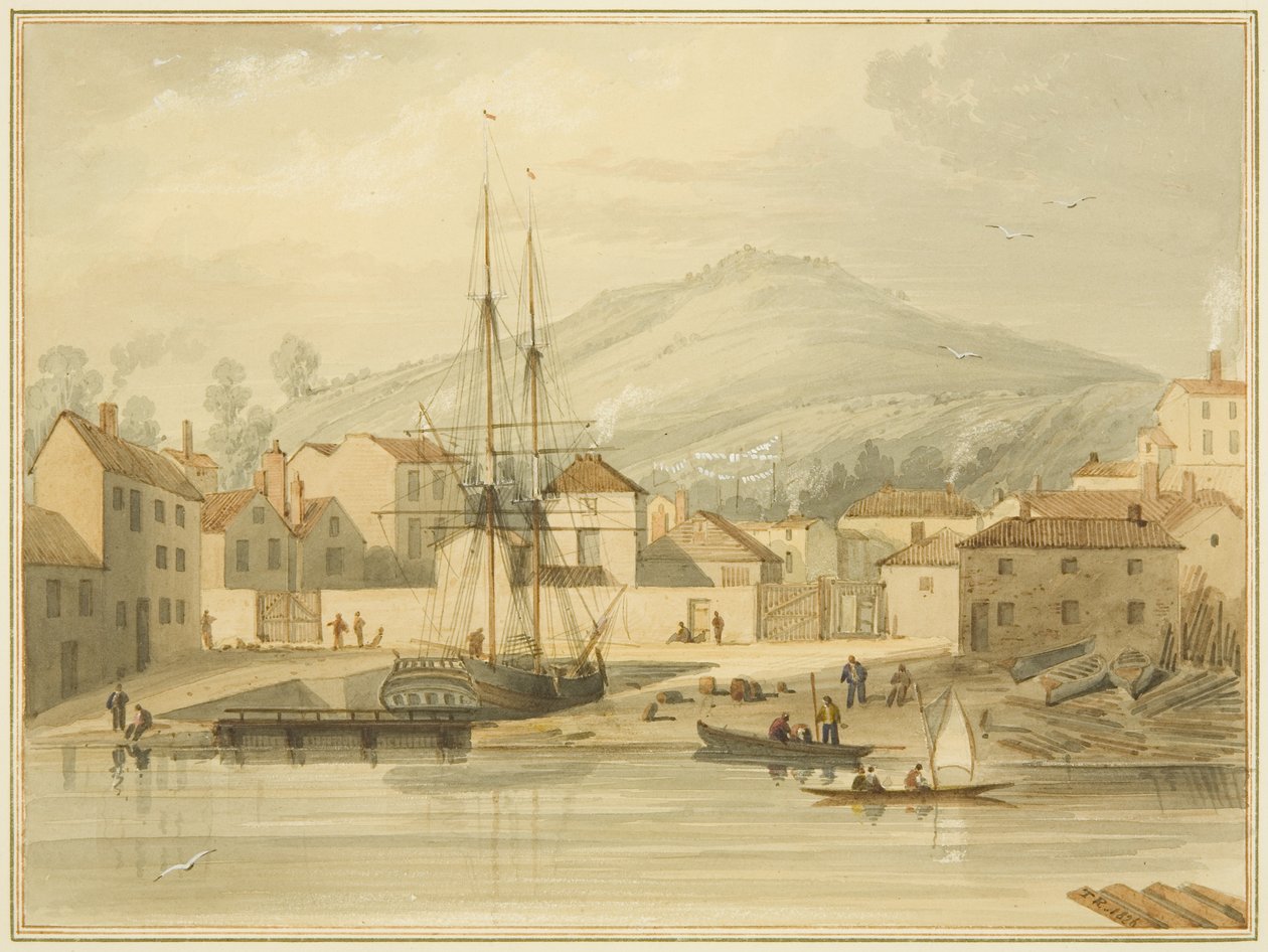 Limekiln Dock ، طريق Hotwell ، خلف العميد "Eolus" و Brandon Hill بواسطة توماس ليسون الأكبر روبوتبهام