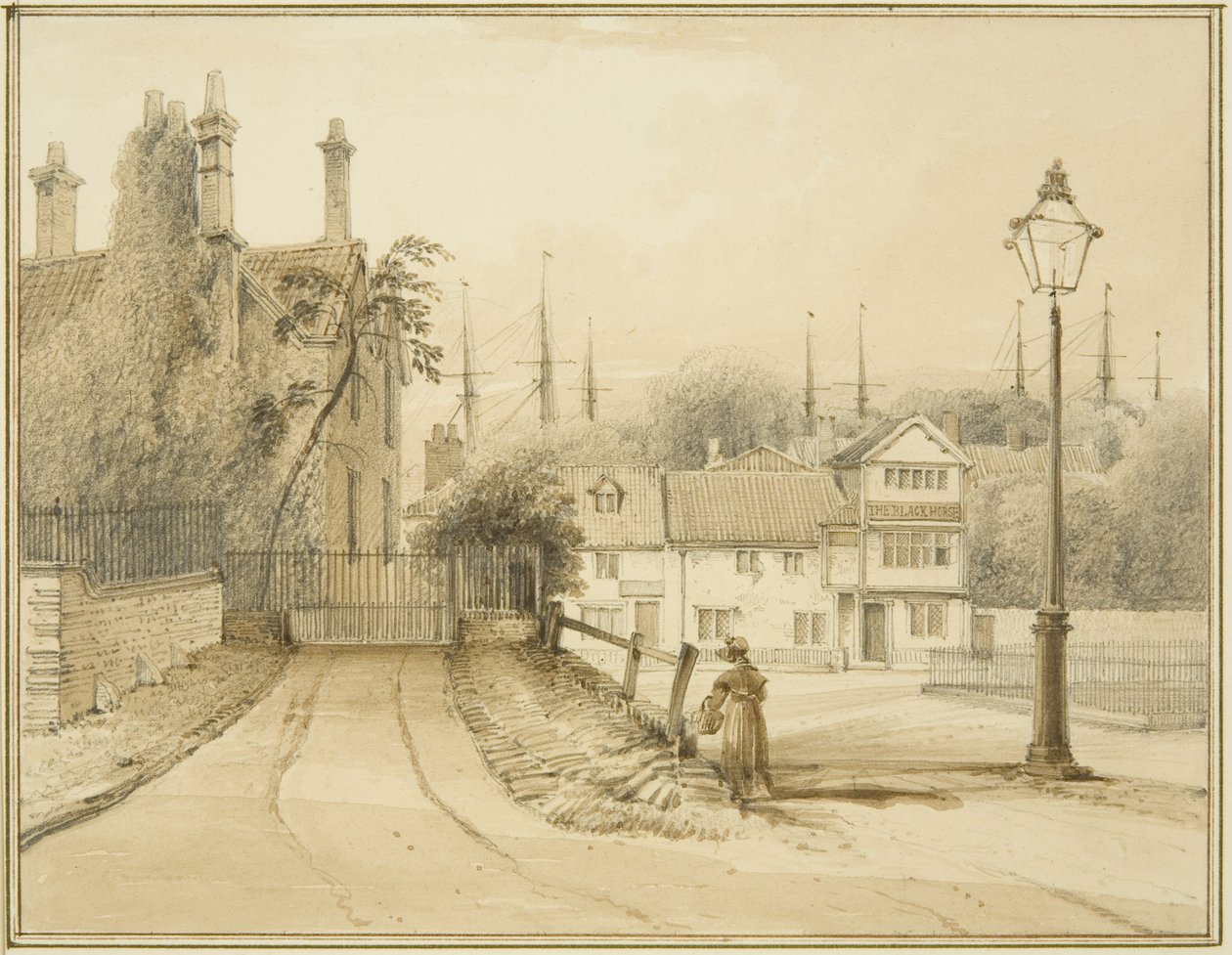 Lower College Green أو College Square (ألوان مائية على ورق) بواسطة توماس ليسون الأكبر روبوتبهام