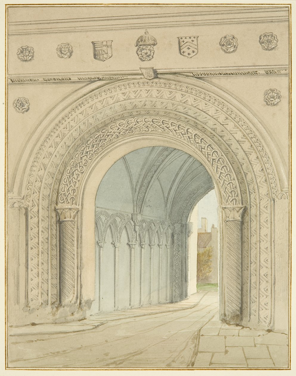 North view of the College Gateway arch (pencil & watercolor on paper) بواسطة توماس ليسون الأكبر روبوتبهام