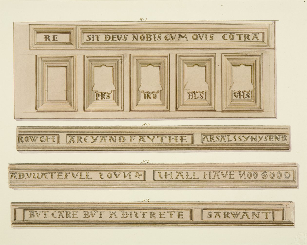 Panelling and inscriptions from 46 Baldwin Street (watercolor on paper) بواسطة توماس ليسون الأكبر روبوتبهام