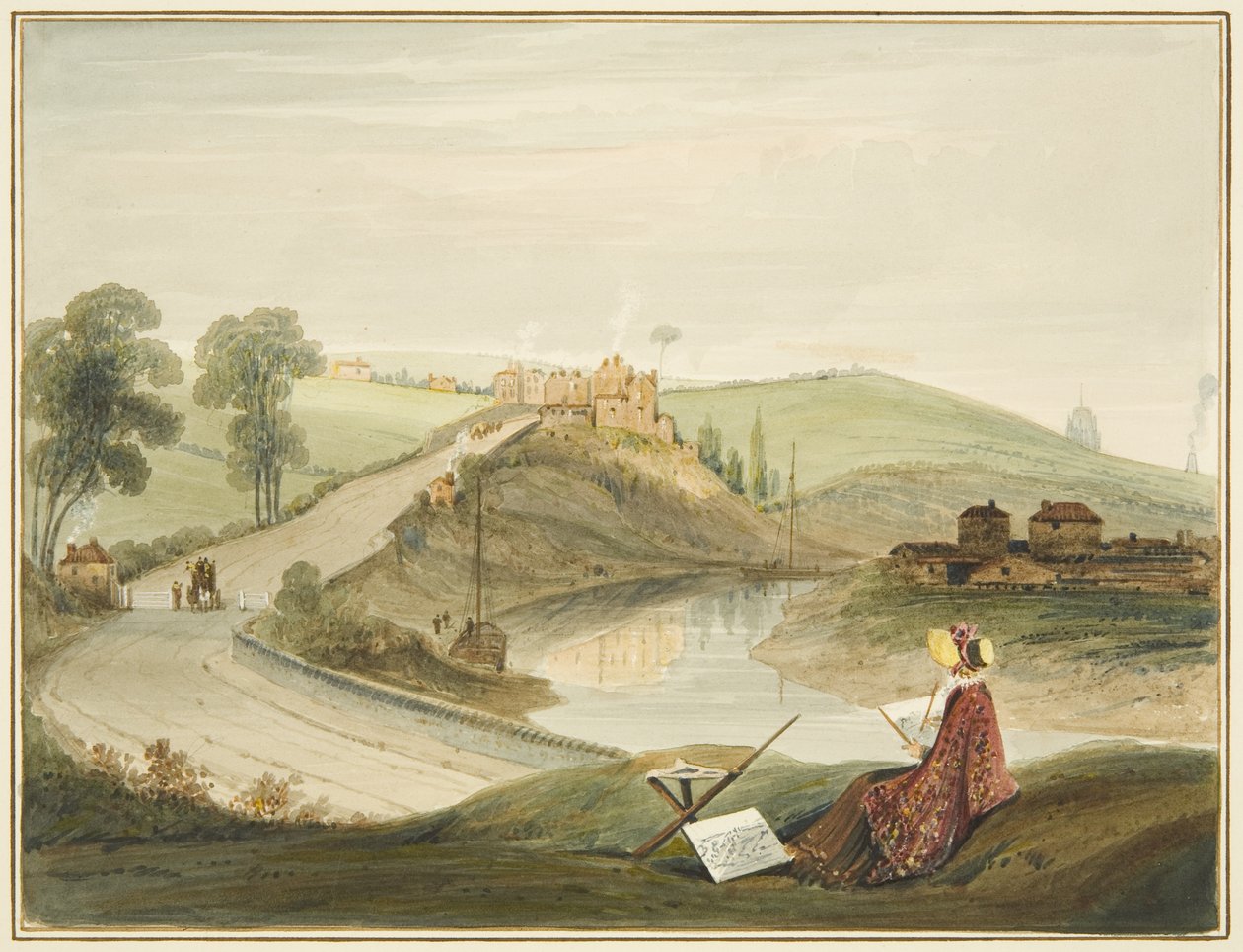 Totterdown و Pile Hill من Bath Road ، يعرضان Brislington Turnpike (مع ملكة جمال Braikenridge؟ رسم تخطيطي) بواسطة توماس ليسون الأكبر روبوتبهام