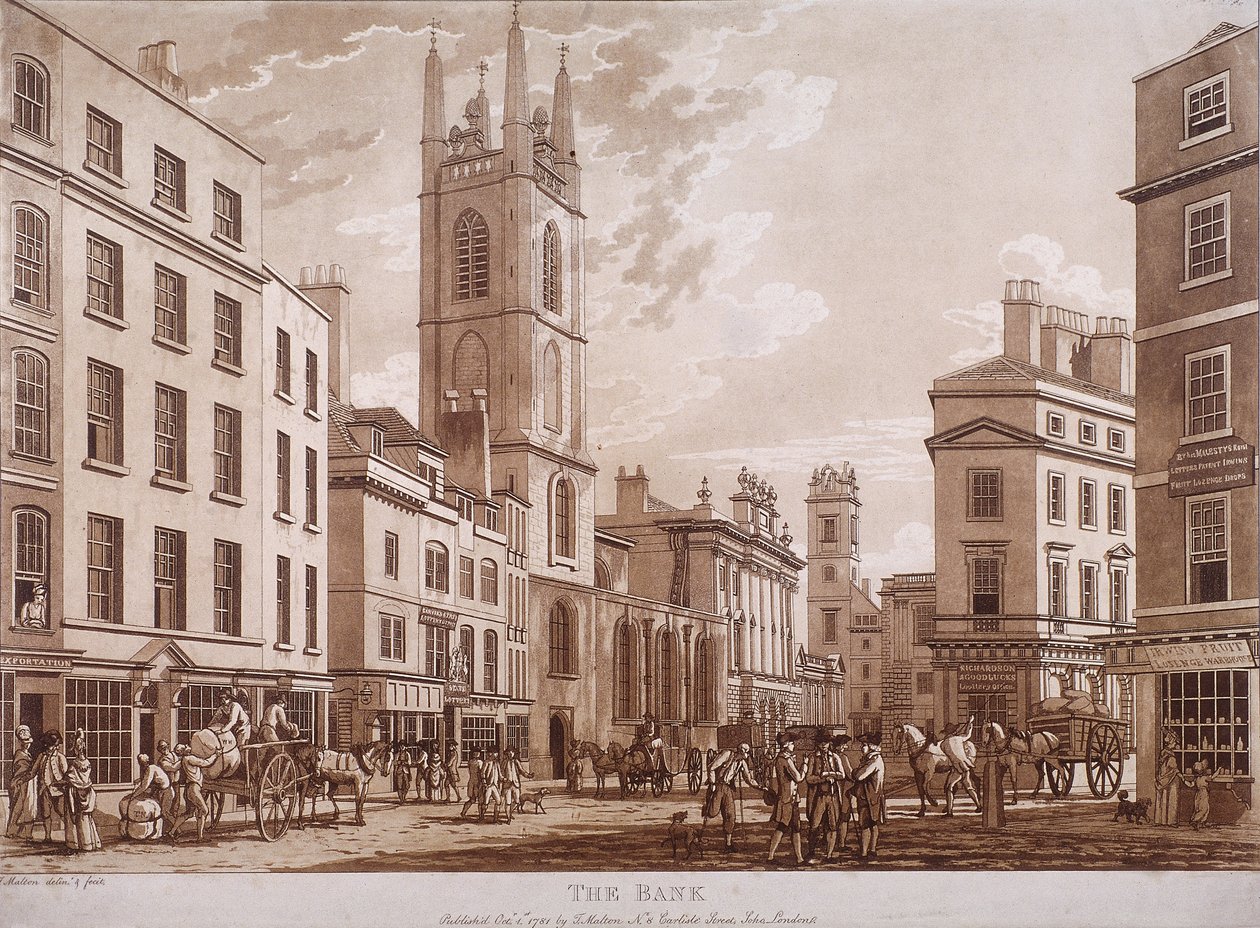 بنك إنجلترا ، شارع Threadneedle ، لندن ، 1781 بواسطة توماس مالتون الثاني