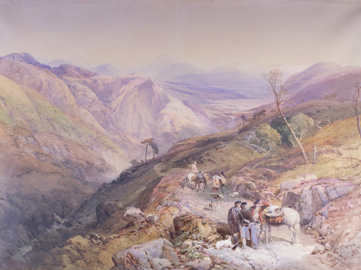Glenshee من كوع الشيطان ، أبردينشاير ، يتطلع نحو Spital ، 1853 (ألوان مائية على ورق) بواسطة توماس مايلز الثاني ريتشاردسون