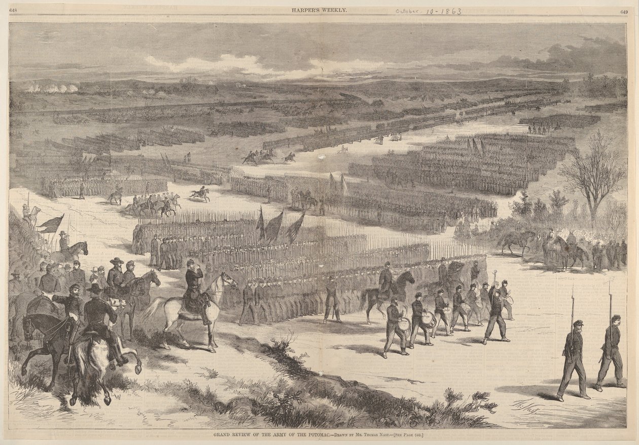 المراجعة الكبرى لجيش بوتوماك - رسمها السيد توماس ناست من هاربي ... ، 10 أكتوبر 1863. بواسطة توماس ناست