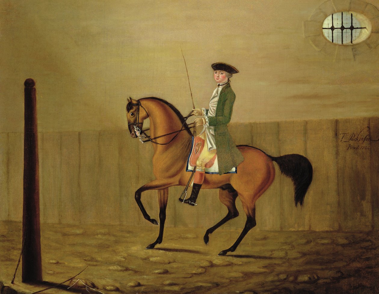 Gentleman on a Bay Horse in a Riding School بواسطة توماس باركنسون